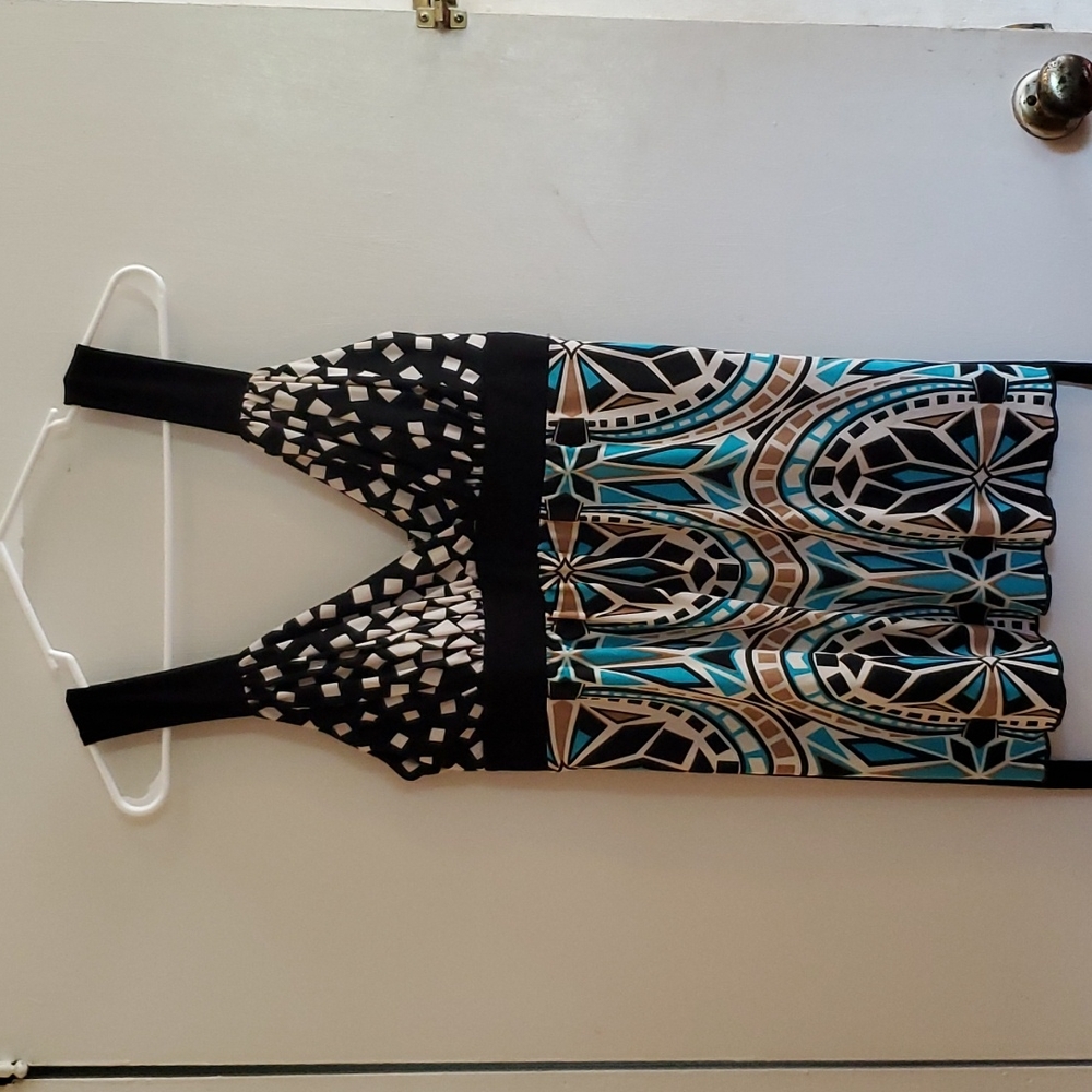 Speechless Black and Blue Geometric Tank Top